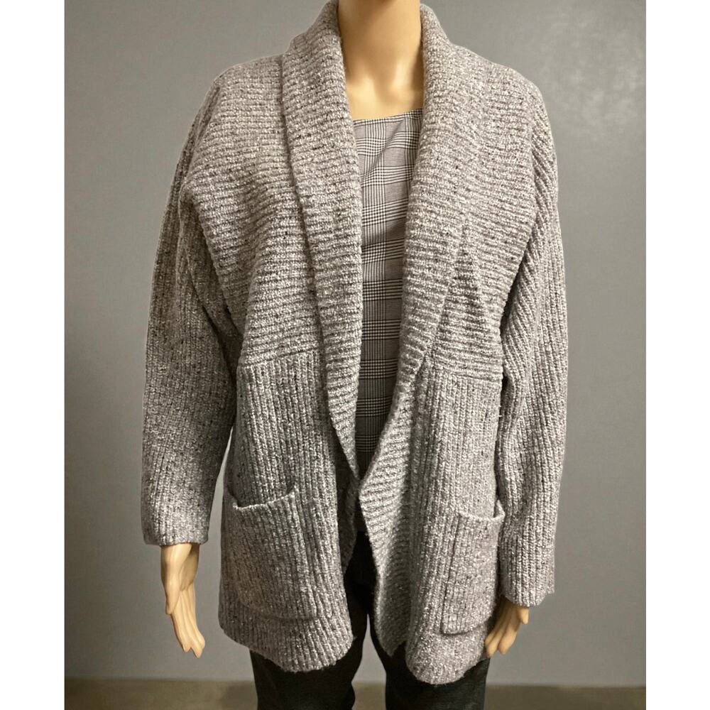 ATHLETA Passage Sweater Gray Donegal, Wool Blend size M